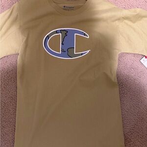 Champion Khaki Tee with Blue Logo